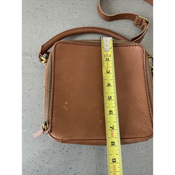 Madewell Square Satchel Crossbody Leather Bag Tan Leather - Picture 15 of 16